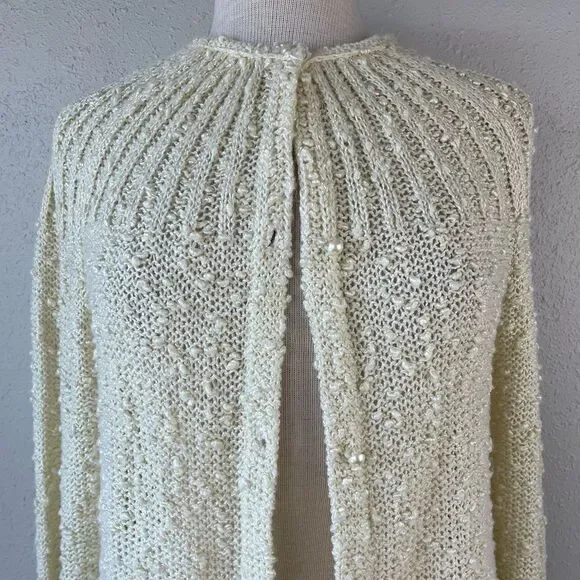Vintage Pacific Place Cream Cardigan Sweater Size L EUC - Picture 3 of 8